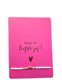 Kaart met armbandje voor de liefste juf
