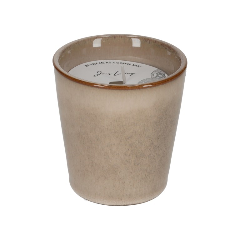 Mok met kaars taupe