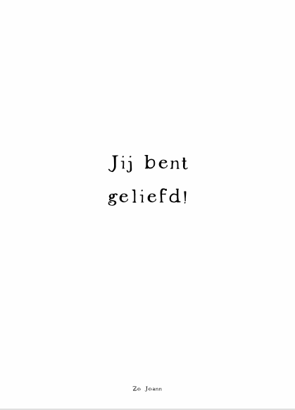 Kaart - 'Jij ben geliefd'.