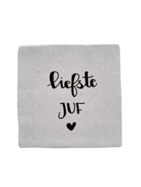 Wit tegeltje Liefste juf