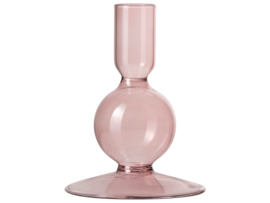 Kaarsenhouder - glas - roze