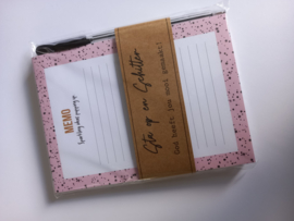 Memoblokje met pen - 3 varianten 