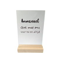 Kersttekst op glas in blokje