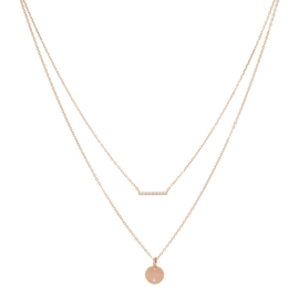 JSA exclusive Rose Gold necklace set with diamond bar & diamond coin