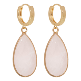 Gold earring with Rosequartz drops