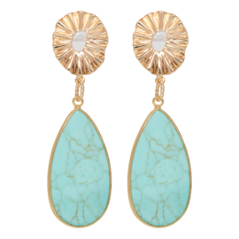 Gold earrings with Turquoise drops