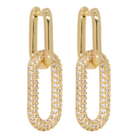 Gold earrings with Zirconia chains