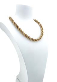 18 Karaat Bicolor Gouden Koord Kabel Collier - 43.5 cm / 53.4 g / 9 mm / Italië