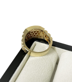 14 Karaat Gouden Rolex Logo Ring Heren 0.28 ct Briljant Geslepen Diamant G/VVS