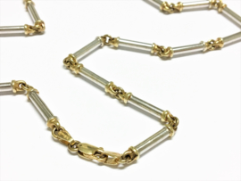 14 K Bicolor Gouden Schakel Collier + Bijpassende Armband - 33,38 g