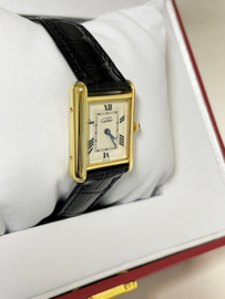 Must de Cartier Tank Midsize Quartz White Roman Dial Deployante Incl Cartier Garantie