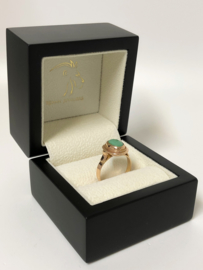 Antiek Rosé Gouden Ring Cabochon Geslepen Groene Turkoois