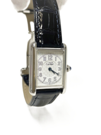 Must de Cartier Tank Quartz White Arabic Dial Zilver - Deployant 2416