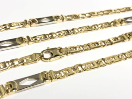 14 K Bicolor Gouden Rolex Schakel Ketting Spekken - 63 cm / 45,5 g