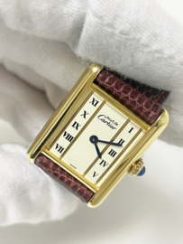 Must de Cartier Tank Quartz Gold Roman Dial Midsize Incl Cartier Garantie