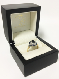 14 K Bicolor Gouden Slag Ring - Saffier / Diamant