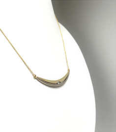14 K Gouden Anker Collier Vaste Bicolor Hanger 0.05 crt Diamant H / VS2 - 45 cm