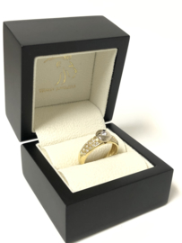 18 Karaat Bicolor Gouden Solitair Bandring 0.45 ct Briljant Geslepen Diamant