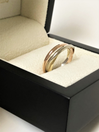 14 K Tricolor Gouden 3-Band Ring