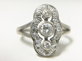 Antiek 18 K Witgouden Ring 0.60 crt Briljantgeslepen Diamant