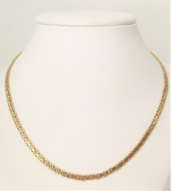 14 K Bicolor Gouden Koningsketting (plat) - 50 cm