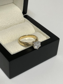 18 K Gouden Solitair Ring 1.57 crt Briljantgeslepen Diamant F/SI2 - GIA Certificaat
