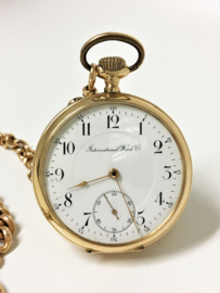 IWC Antiek Gouden Zakhorloge Met Ketting In Cassette - Grand Prix Milan 1906