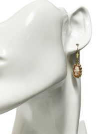 Antiek 14 Karaat Gouden Oorhangers Ovaal Schelp Camee - 3 cm