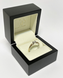 Le Chic 14 K Bicolor Gouden Solitair Ring 0.11 Crt Briljant Geslepen Diamant G/IF
