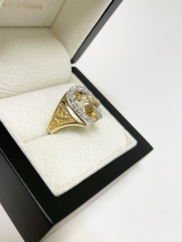 14 K Gouden Heren Ring Paard Hoefijzer Briljant Geslepen Heldere Zirkonia - 5,5 g