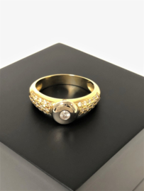 18 Karaat Bicolor Gouden Solitair Bandring 0.45 ct Briljant Geslepen Diamant