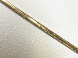 14 K Gouden Slangen Collier (Gevlakt) Met Diamant Hanger (Glijder) - 47 cm