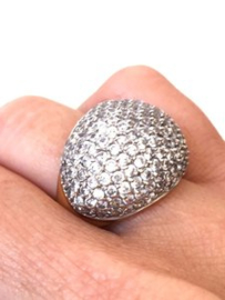 Bicolor Gouden Bolle Ring Heldere Briljant Geslepen Cubic Zirkonia - 8,9 g