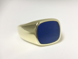 14 K Massief Gouden Stomphoek Heren Zegelring Lapis Lazuli - 8,8 g