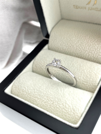 BLUSH 14 Karaat Witgouden Solitair Ring Helder Briljant Geslepen Cubic Zirkonia