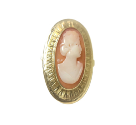 Antiek 14 Karaat Gouden Camee Ring - 2,8 cm