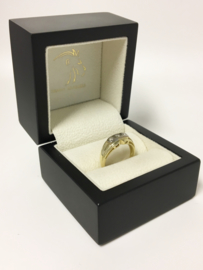 Antiek 14 K Bicolor Gouden Ring 0.09 crt Briljantgeslepen Diamant