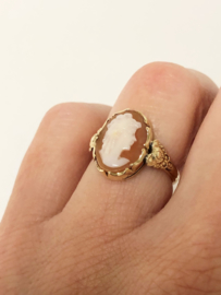 Antiek Handvervaardigd Gouden Schelp Camee Ring