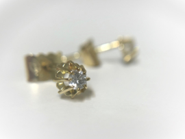 14 K Gouden Solitair Oorstekers 0.16 crt Briljantgeslepen Diamant TW-VVS1