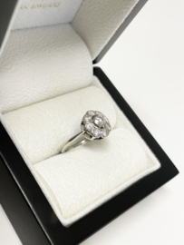 Antiek 14 K Witgouden Rozet Ring 0.75 crt Briljant Geslepen Diamant - H / VS2