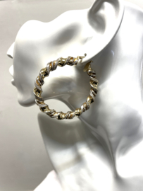 14 Karaat Bicolor Gouden Wokkel Creolen - 5.5 cm / 14.5 g / 7 mm