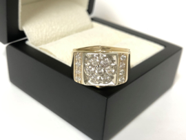 14 K Brede Heren Ring 0.85 crt Briljantgeslepen Diamant G/H-SI