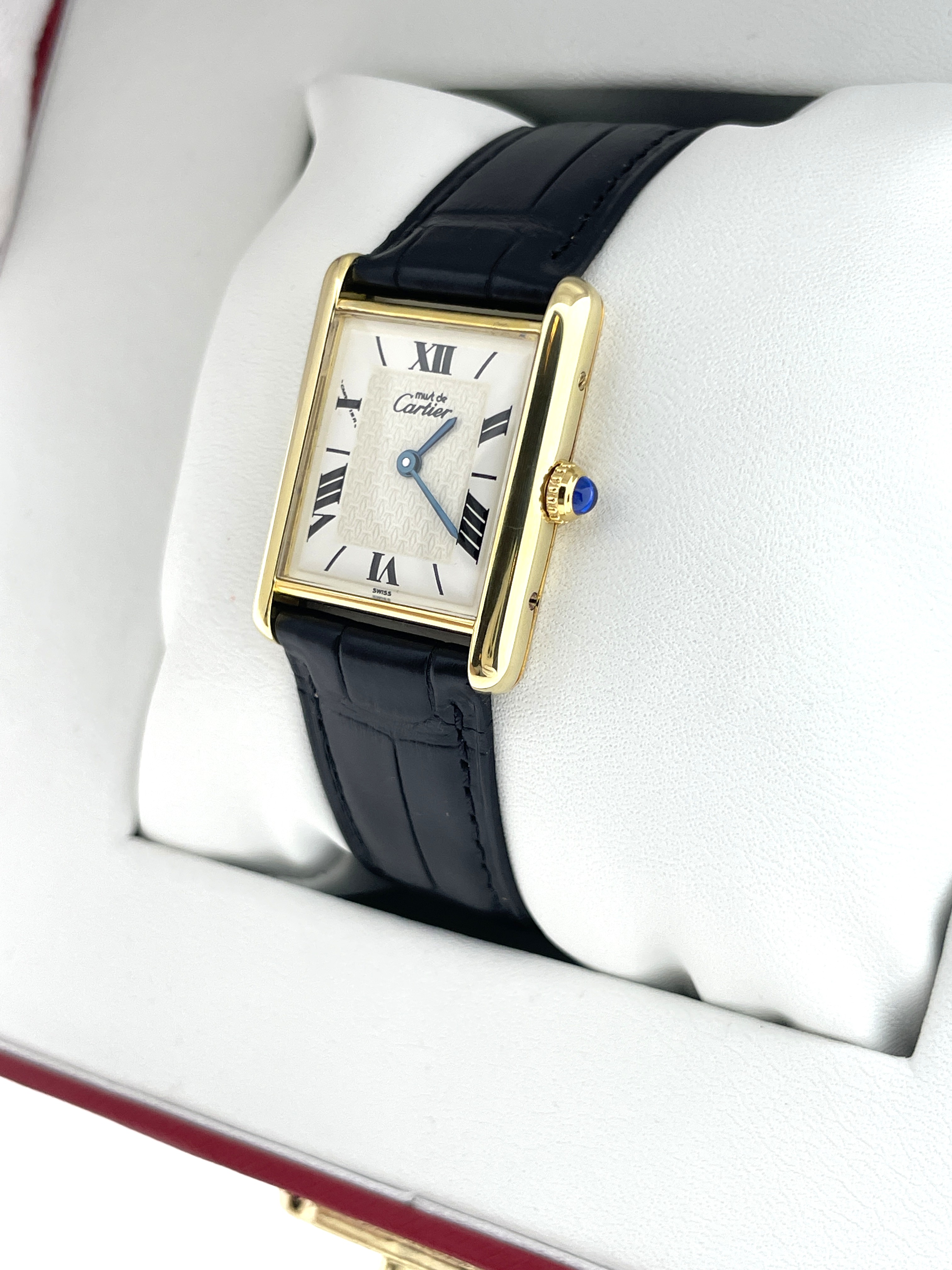 Must de Cartier Tank Large Model Quartz White Roman Dial Deployante Incl Garantie Ref. 1615