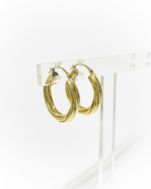 14 K Gouden Creolen Gedraaid - 2,5 cm / 4,2 mm