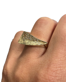 Charisma 14 Karaat Gouden Design Ring Asymmetrisch Model 0.19 ct Diamant