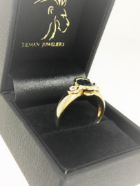14 K Gouden Ring Saffier 0.30 crt Briljantgeslepen Diamant H / VVSi