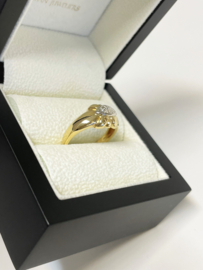 18 K Bicolor Gouden Fantasie Ring 0.07 ct Briljant Geslepen Diamant