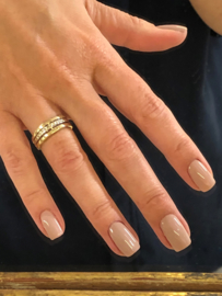 14 K Bicolor Gouden Bandring Diamantgeslepen