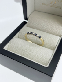 DIAMONDE 14 K Bicolor Gouden Rijring Aanschuifring Saffier / Briljant Geslepen Diamant