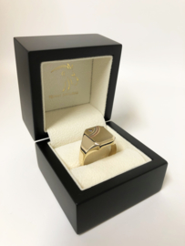 14 K Gouden Heren Zegelring Briljantgeslepen Zirkonia - 7,3 g